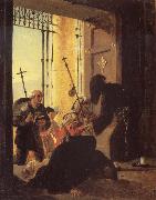 Karl Briullov Pilgrims in the Doorway of a Church oil on canvas